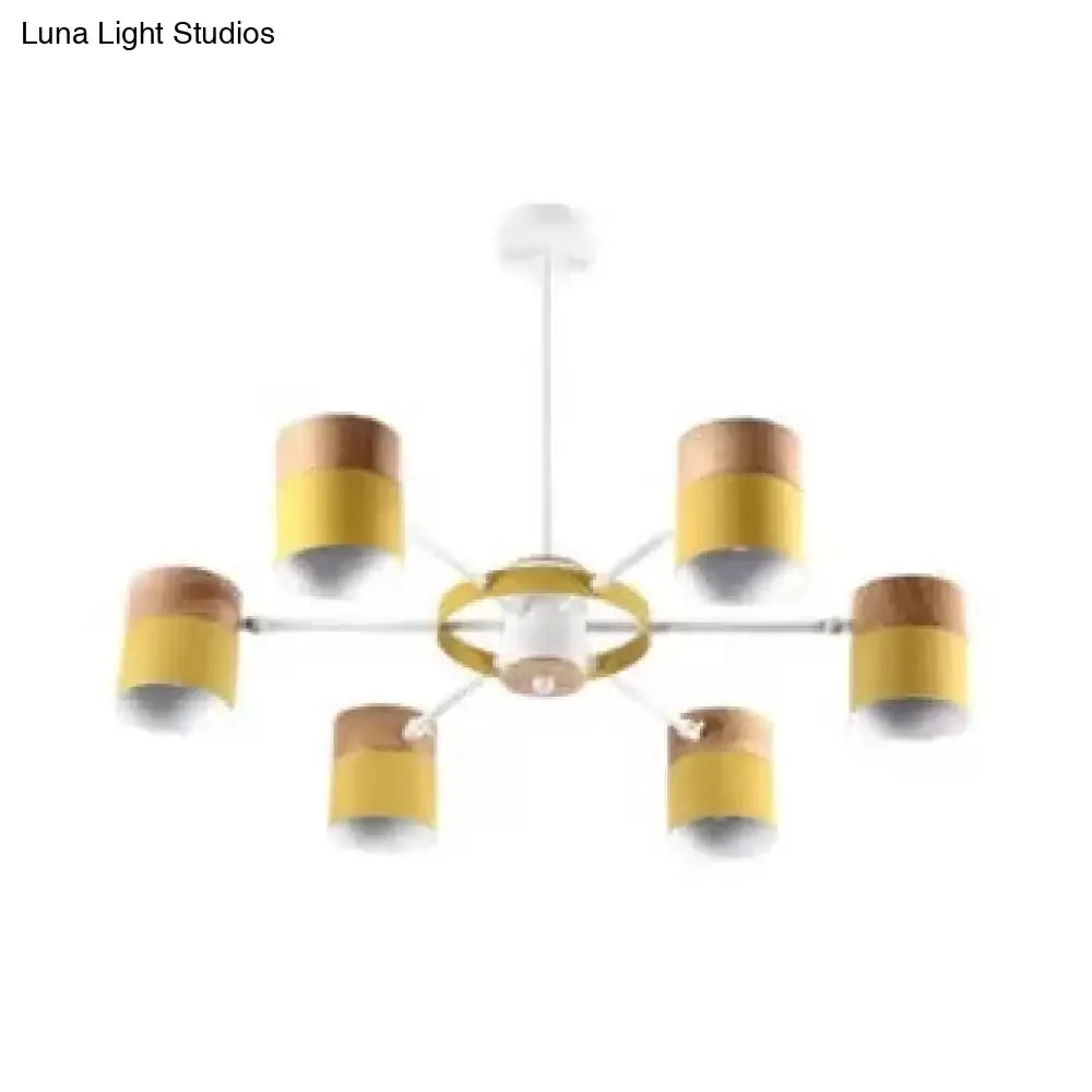 Modern Rotatable Metal Cylinder Chandelier: Macaron Style Ceiling Light for Nursing Room
