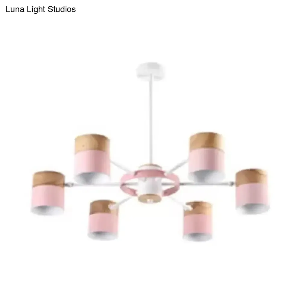 Modern Rotatable Metal Cylinder Chandelier: Macaron Style Ceiling Light for Nursing Room