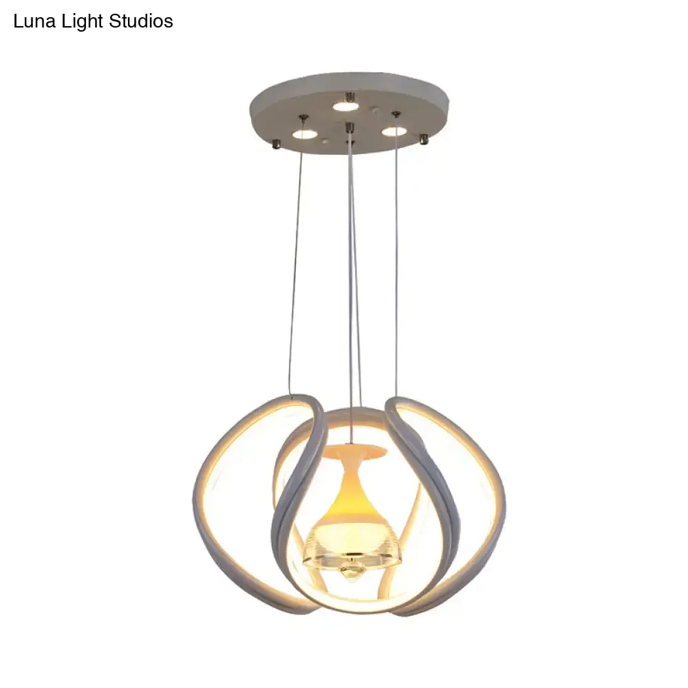 Modern White Acrylic LED Wave Ceiling Pendant Lighting Fixture with Wine Cup Inside for Dining Room