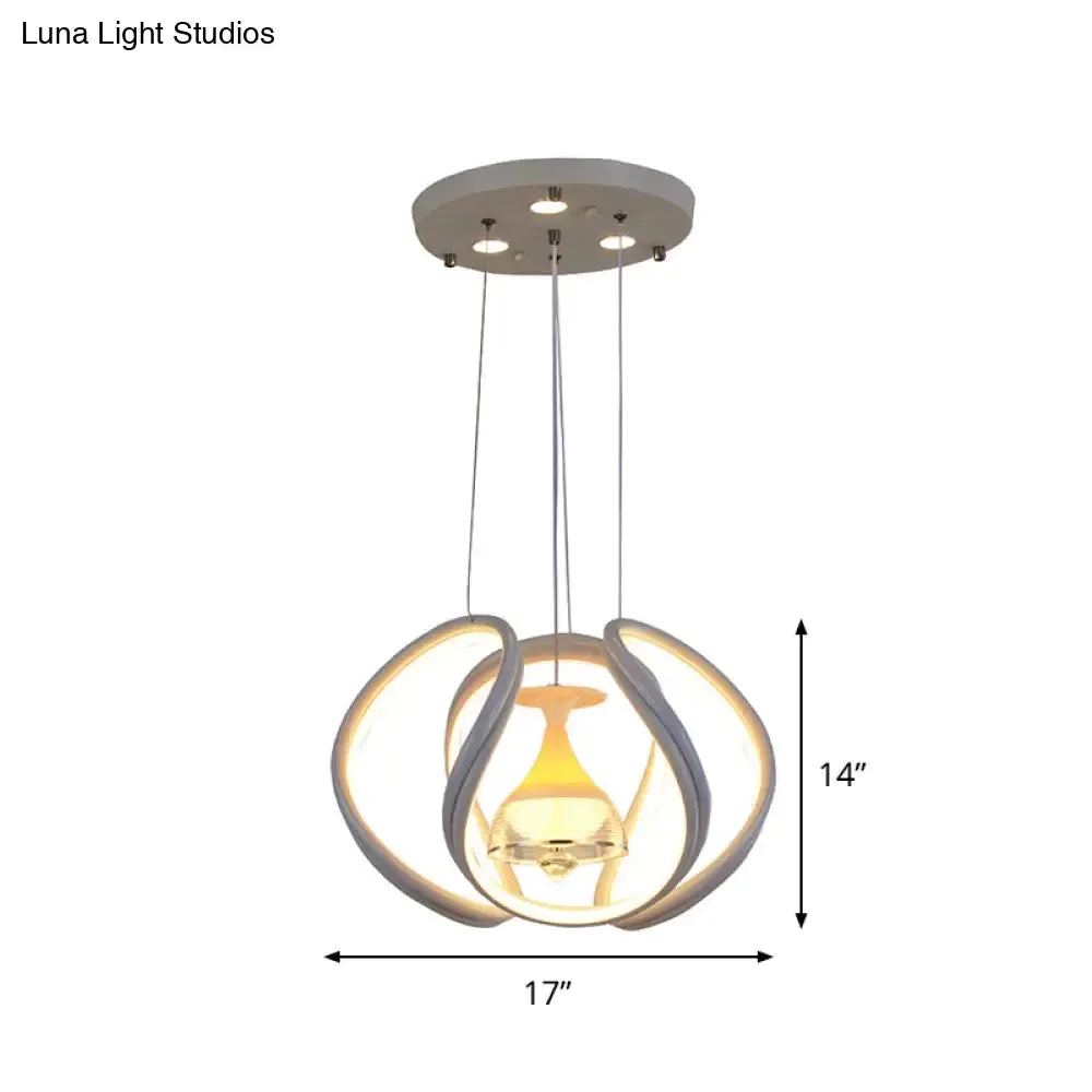 Modern White Acrylic LED Wave Ceiling Pendant Lighting Fixture with Wine Cup Inside for Dining Room