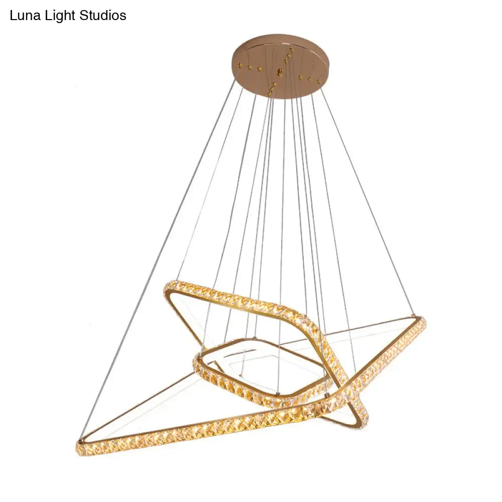 Modernism 3-Tier Gold Chandelier with Clear Crystal LED Pendant - Restaurant Lighting in 3 Colors