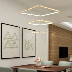 Modernism 3-Tier Gold Chandelier with Clear Crystal LED Pendant - Restaurant Lighting in 3 Colors