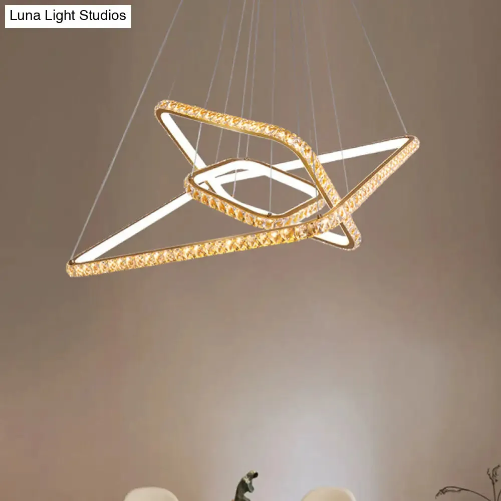 Modernism 3-Tier Gold Chandelier with Clear Crystal LED Pendant - Restaurant Lighting in 3 Colors