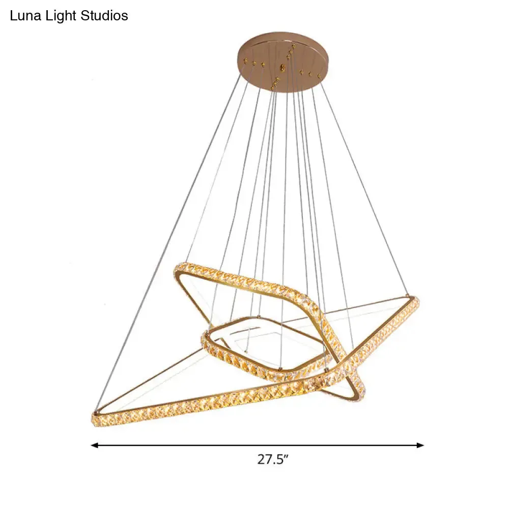 Modernism 3-Tier Gold Chandelier with Clear Crystal LED Pendant - Restaurant Lighting in 3 Colors