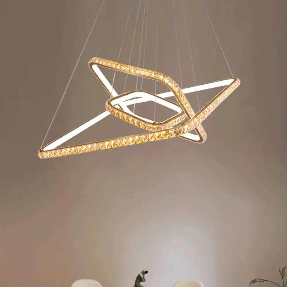 Modernism 3-Tier Gold Chandelier with Clear Crystal LED Pendant - Restaurant Lighting in 3 Colors