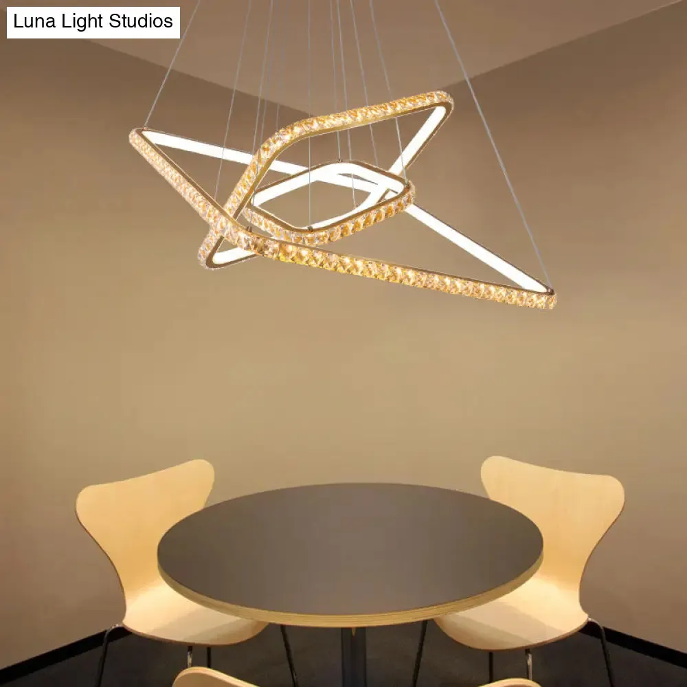 Modernism 3-Tier Gold Chandelier with Clear Crystal LED Pendant - Restaurant Lighting in 3 Colors