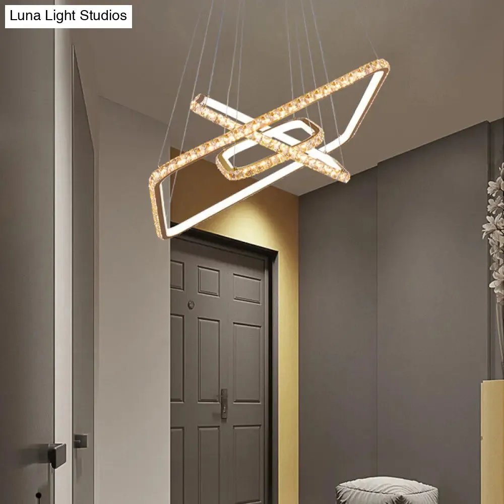 Modernism 3-Tier Gold Chandelier with Clear Crystal LED Pendant - Restaurant Lighting in 3 Colors