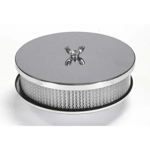Mr. Gasket Easy-Flow Air Cleaner Assembly - 6.5 in Round - 2 in Tall - 2-5/16 in or 2-5/8 in Carb Flange - Raised Base - Chrome