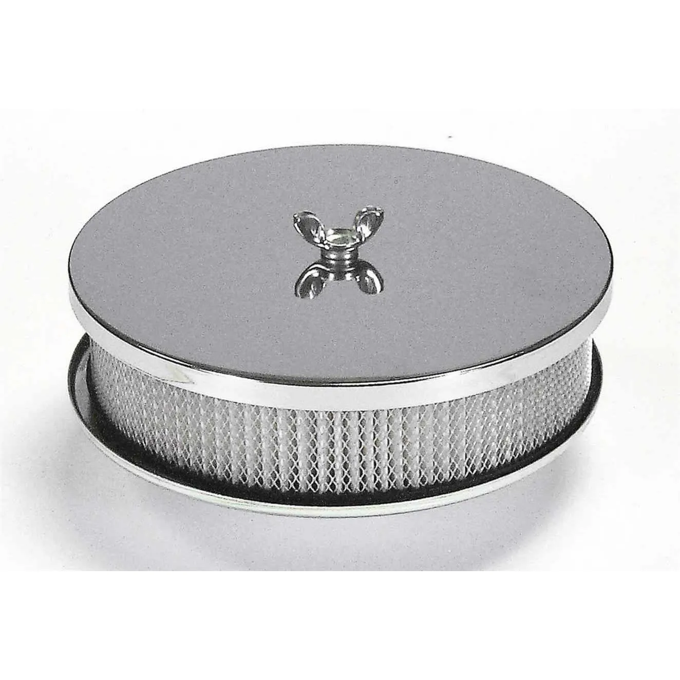 Mr. Gasket Easy-Flow Air Cleaner Assembly - 6.5 in Round - 2 in Tall - 2-5/16 in or 2-5/8 in Carb Flange - Raised Base - Chrome