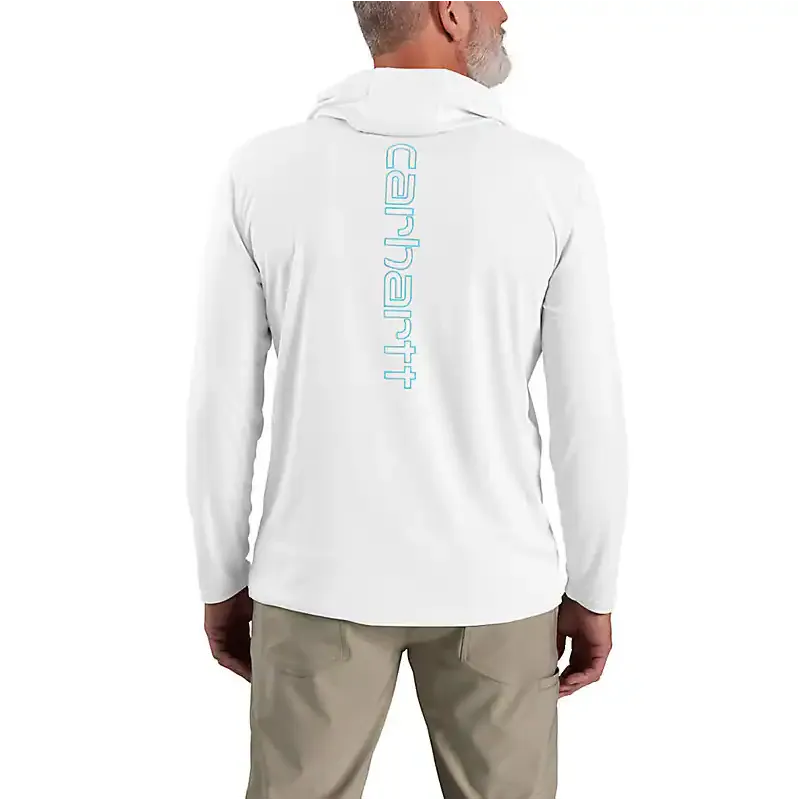 Spring 2024 Force Sun Defender Lightweight Long-Sleeve Hooded Logo Graphic T-Shirt - White