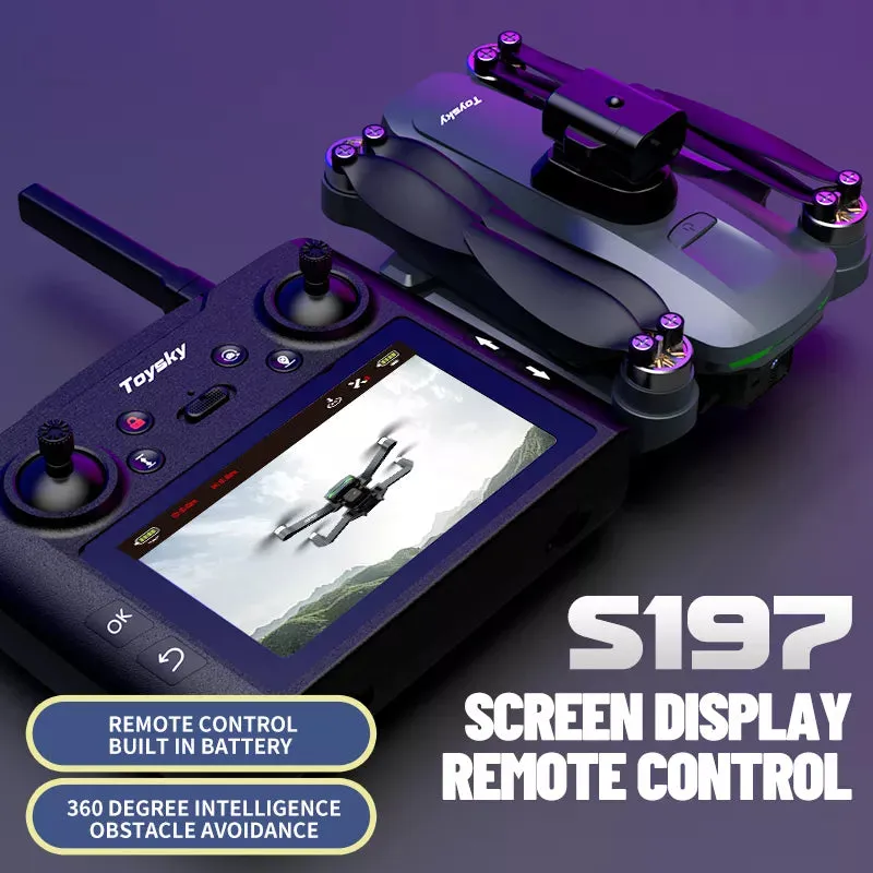 ToySky S197 Drone HD Camera Intelligent Obstacle Avoidance 5G GPS Quadcopter with Screen Remote Control