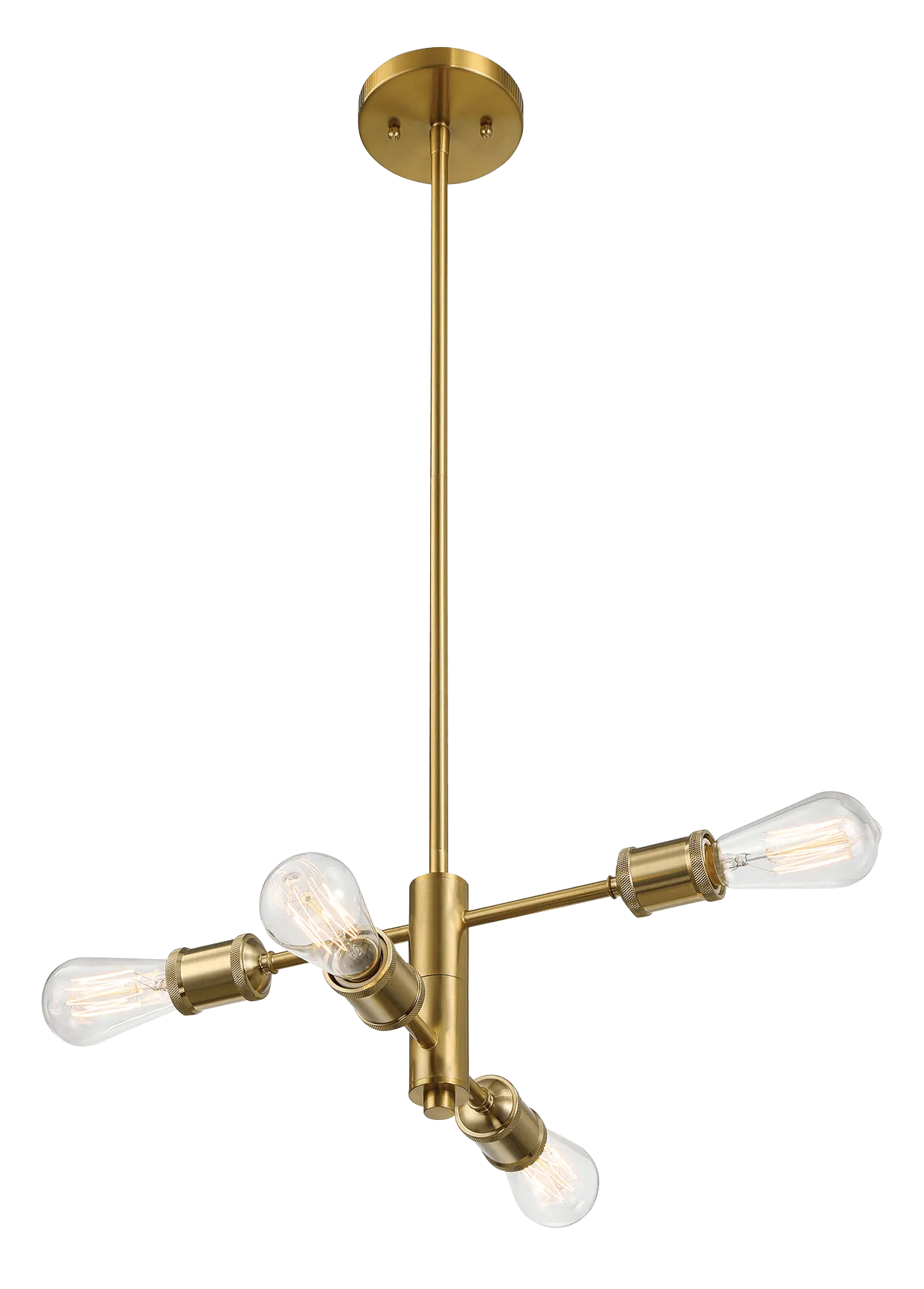 Trellis Four Lights Modern Gold Chandelier Vintage Pendant Fixture for Living Room Dining Kitchen 15"W × 6.75"H