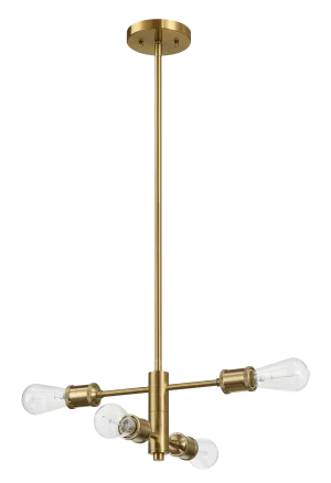 Trellis Four Lights Modern Gold Chandelier Vintage Pendant Fixture for Living Room Dining Kitchen 15"W × 6.75"H