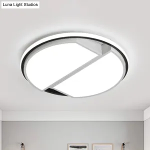White LED Round Flush Mount Light Fixture with Acrylic Shade for Bedroom Ceiling -16"/19.5" Dia