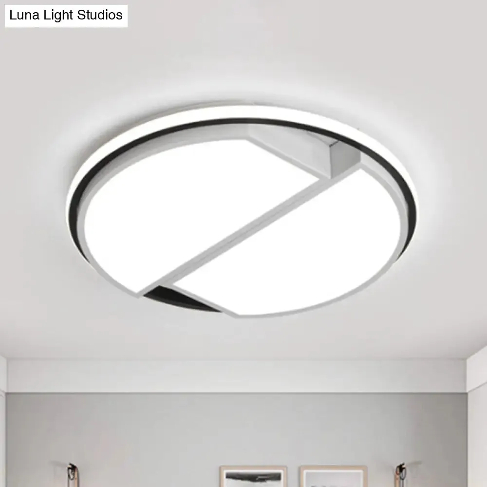 White LED Round Flush Mount Light Fixture with Acrylic Shade for Bedroom Ceiling -16"/19.5" Dia