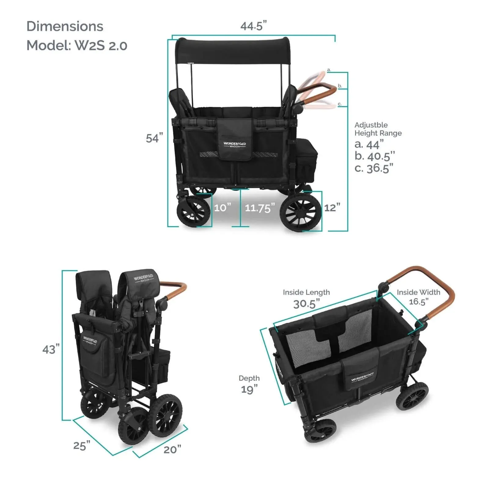 Wonderfold W2 Luxe Double Wagon - Volcanic Black